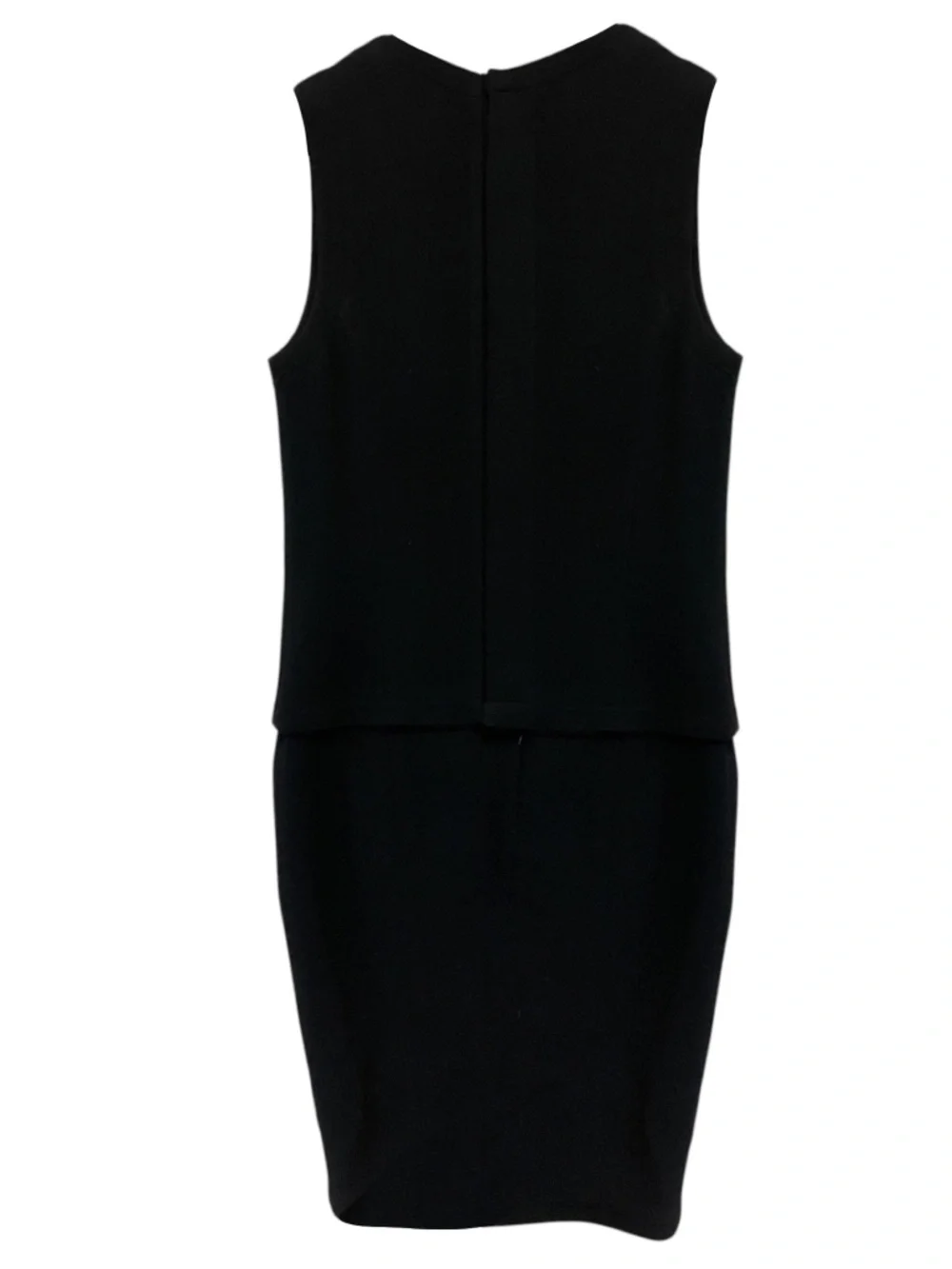 CHANEL VINTAGE BLACK SLEEVELESS WOOL GAUZE MIDI DRESS